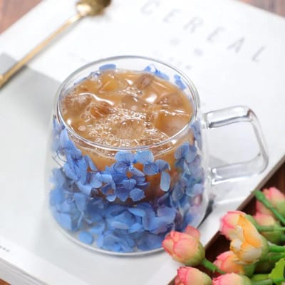 200ml Dubbelwandig Glazen Kopje Transparant Bloemen Glas Theekopje Dubbelwandig Glas Originaliteit Bloemen Theekopje Hittebestendige Theekopjes 200ml beige