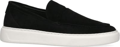 Manfield - Heren - Zwarte suède loafers met sportieve zool - Maat 42