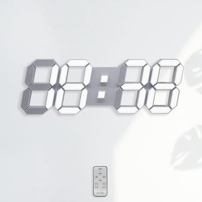 StayPowered Wandklok - Moderne 3D-led Klok met Groot Display - Instelbare Helderheid - Nachtlampje - Alarm met Snooze - Temperatuur- en Datumweergave - Modern Design - Levering Sneller dan Aangegeven!