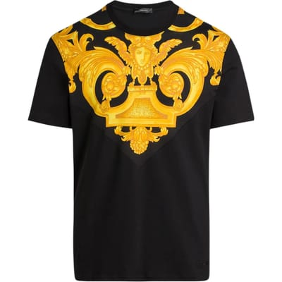 Versace Katoenen T-shirt Zwart Heren Tops 1012174-1A10245-5B000 S yellow