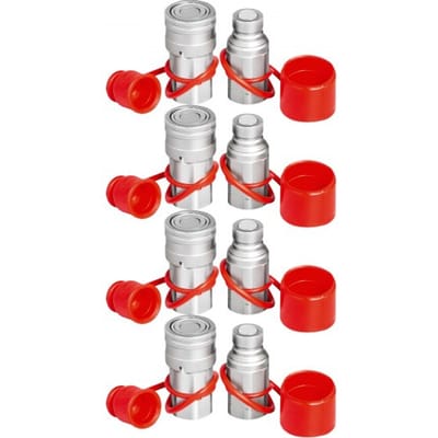VEVOR Hydraulische snelkoppelingen Koppelingsset Snelkoppeling 4 stuks 1/2 inch, staal en PVC Hydraulische koppelingsplug Niet-vervormbaar Corrosiebescherming Pneumatische koppeling Snelkoppelingsplug