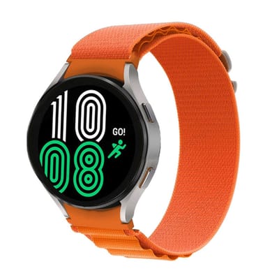Nylon loop bandje - Geschikt voor Samsung Galaxy Watch 7 (40 & 44mm) / Watch 6 (Classic) / Watch 5 (Pro) / Watch 4 (Classic) / Watch FE - hook sluiting - oranje