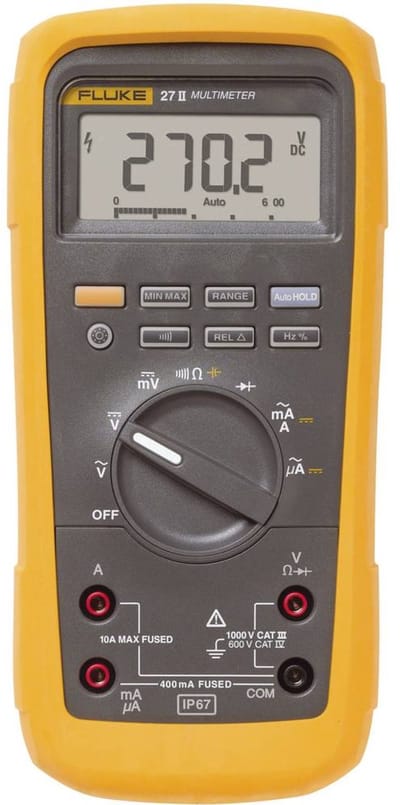 Fluke 27II/EUR Multimeter Digitaal Waterbestendig (IP67) CAT III 1000 V, CAT IV 600 V Weergave (counts): 6000