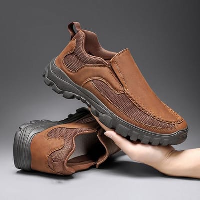 Handgemaakte Leren Casual Schoenen Heren Sneakers Buiten Ademend Platform Instappers Heren Loafers 40 bruin