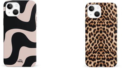 xoxo Wildhearts telefoonhoesjes Ride With Me Zwart Beige + Wild Thing – Double Layer Hard Cases met golvend en dierenprint design – luxe en stevig – geschikt voor iPhone 13