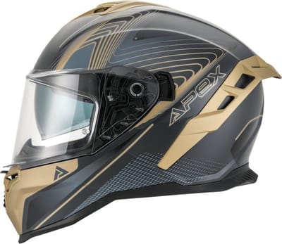 APEX FI200 Madrid Zwart Goud Integraalhelm - Maat XL - Helm Motorhelm