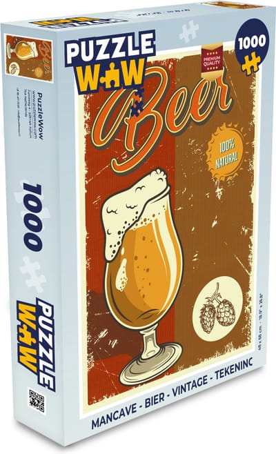Puzzel Mancave - Bier - Vintage - Tekening - Legpuzzel - Puzzel 1000 stukjes volwassenen