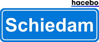 Hacebo - Plaatsnaam Sticker - 29x10 CM - Schiedam sticker - Verkeersborden sticker - grappige cadeaus - Schiedam