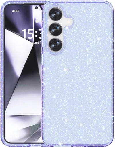 Casemania Hoesje Geschikt voor Samsung Galaxy S25 - Blauw - Glitter Back Cover