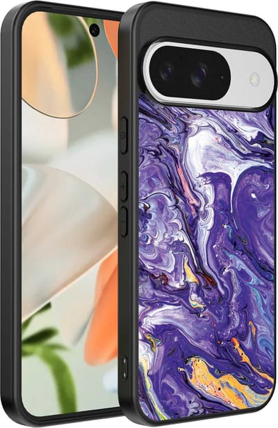 Geschikt voor Google Pixel 9 Telefoonhoesje met Paars Goud Marmer Opdruk - TPU Backcover Case Purple Gold Marble Design - Paars Goud - Smartphonica geschikt voor Google Pixel 9