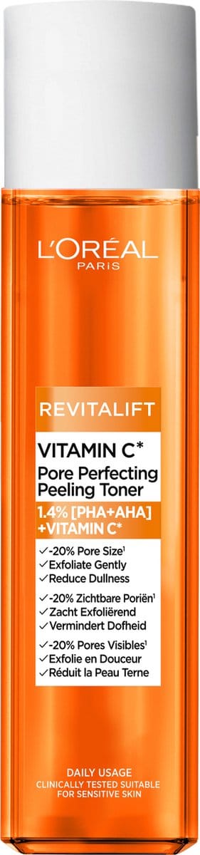 L'Oréal Paris Revitalift Vitamin C* Pore Perfecting Toner - Zacht Exfolierend - Vermindert Dofheid - Geschikt voor de gevoelige huid - 180ml