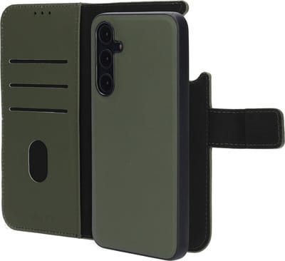 Mobiparts hoesje geschikt voor Samsung Galaxy A55 - Wallet 2-in-1 Boekhoesje - MagSafe - Echt Leder - Uitneembare Case - Sterke Magneet Sluiting - Contactloos betalen - Groen