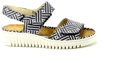 Waldläufer Dames Sandaal - 955001-107-217 Blauw/Wit - Wijdte H - Maat 7½