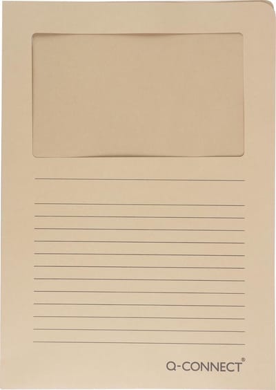 Q-CONNECT L-map met venster | 120 g/m² | A4 | pak van 100 stuks | kraft
