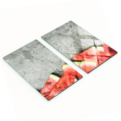 Decoratieve glazen snijplanken voor in de keuken met watermeloenmotief, 2x30x52 cm