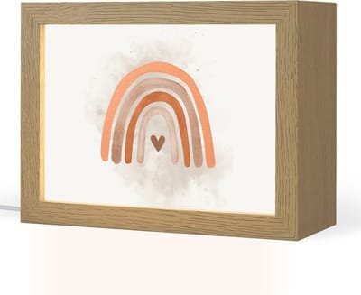 Nachtlampje 20x15 cm - Kinder lampje - Regenboog - Roze - Pastel kleuren - Hartje - Tafellamp kinderkamer - Slaapkamer lamp - Bedlamp kinderen - Kinderlampje stopcontact - Wandlamp babykamer - Nachtlampjes