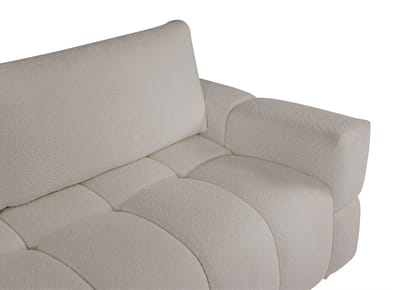 Vente-unique Driezitsslaapbank van crèmekleurige boucléstof ISSORO II