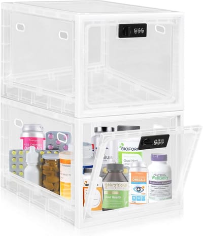 Afsluitbare Doos voor Medicijnen en Voedsel - 2 Stuks - Stapelbare Organizer voor Koelkast en Kasten