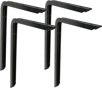 AMIG Plankdrager/planksteun van aluminium - 4x - gelakt zwart - H350 x B200 mm - heavy support - boekenplank steunen