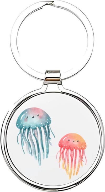 Akyol - Kwal Sleutelhanger - vis - Dierenliefhebbers - Kwallen - oceaandier - jellyfish - zeedier - slijmdier - cadeau voor de dierenliefhebber - dierendag - roze kwal - sleutelhanger - blauwe kwal - reuzenkwal - 4 x 7,5 CM