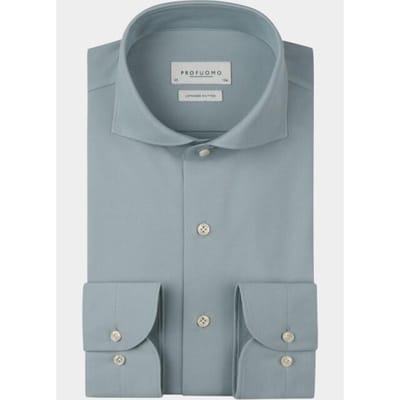 Profuomo Japanese Knitted Overhemd Light Blue - Maat 38 - Heren - Overhemden Formeel