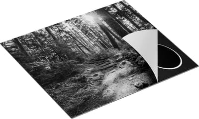 Chefcare Inductie Beschermer Voetpad in het Bos - Zwart Wit - 60x50 cm - Afdekplaat Inductie - Kookplaat Beschermer - Inductie Mat