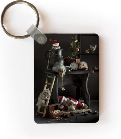 Sleutelhanger - Stilleven met hamsters in een kerstverhaal - Uitdeelcadeautjes - Plastic