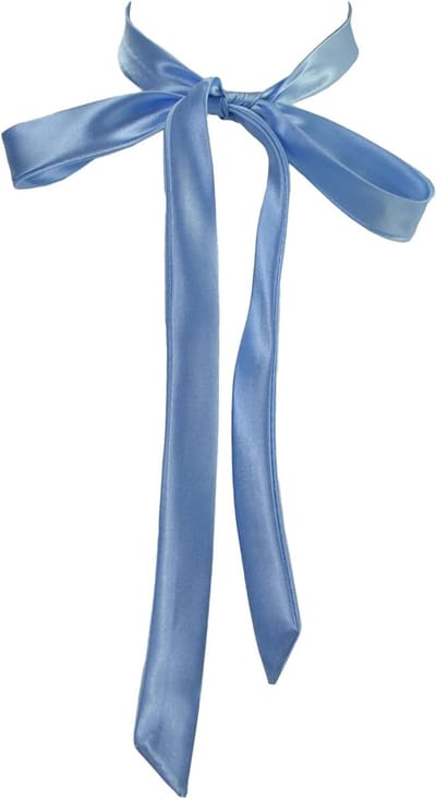 Elegante Lange Satijnen Strik voor Dames, Zelfbindende Necktie/Ribbon Strik voor T-shirt Versiering, Perfect Valentijns Cadeau in Lichtblauw
