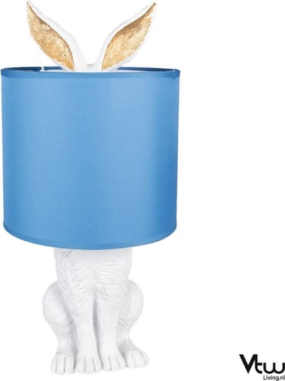 Tafellamp Woonkamer Slaapkamer - Nachtlampje Kinderen Volwassenen - Nachtlampjes - Tafellampen - Sfeerlamp - Cadeau - Tafel Lamp Konijn - Blauw - 20 x 20 x 45 cm