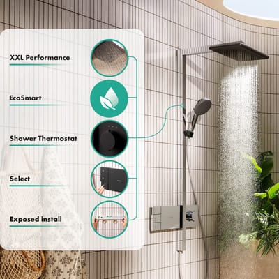 Hansgrohe Raindance alive Showerpipe - 210/340 2jet - ecosmart - thermostatische m.zwart - thermostaat - mat zwart