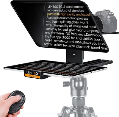 Professionele Teleprompter voor DSLR/Mirrorless Camera en Tablet tot 12.9 inch | Ideaal voor video-opnames, vloggen en live streaming met gebruiksvriendelijke bediening.