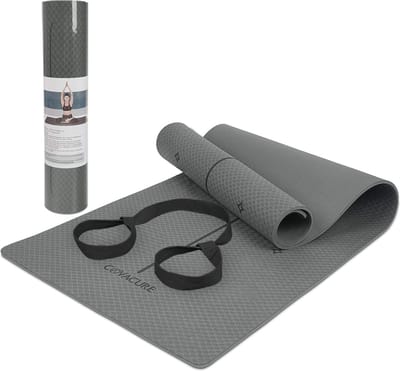 Sportmat 183 x 66 x 08 cm - Yogamat voor fitness en gymnastiek - TPE antislip - Licht en duurzaam met richtlijnen en draagriem Yoga mat