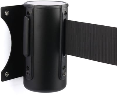 IVOL Wandcassette met uittrekbaar lint voor afzetpalen - Zwart - Afzetpaal - Zwarte wandhaak