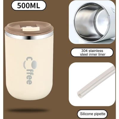 500ml roestvrijstalen thermosbekers koffie thermosbeker met rietje lekvrije reisfles voor in de auto geïsoleerde beker melk thee waterfles 500ml