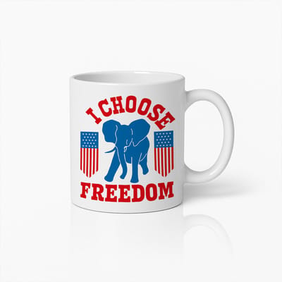 I Choose Freedom Mok 330ml – Patriottische Koffiebeker met Olifant Ontwerp – Perfect Cadeau voor Vrijheid, Onafhankelijkheid & Liefhebbers van Vrijheid