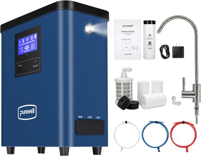 Purewell draagbare omgekeerde osmose waterfilter RO-UV dubbele filtratie-0,0001μm ultrafijne filtratie-99,999% verwijdering van TDS-zware metalen-PFAS-buiten waterfiltersysteem-TDS realtime monitoring-Type-C snelladen-noodstroom opladen