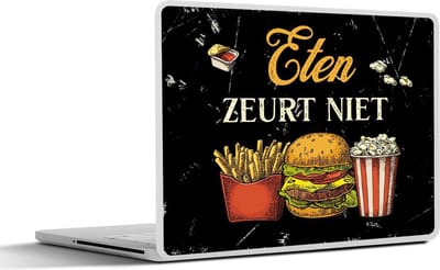 Laptop sticker - 12.3 inch - Eten - Tekst - Zwart - 30x22cm - Laptopstickers - Laptop skin - Cover - Cadeau voor vrouw - Cadeau voor man