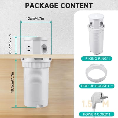 Inbouw Stopcontact Keuken met USB-C, USB-A en Draadloos Opladen - Uitschuifbaar Werkblad Contactdoos