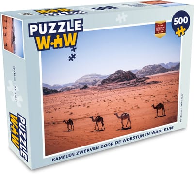 Puzzel Kamelen zwerven door de woestijn in Wadi Rum - Legpuzzel - Puzzel 500 stukjes
