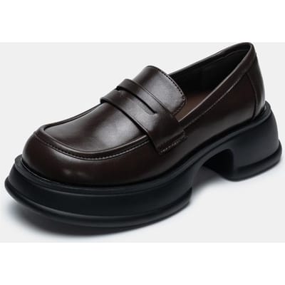 Leren Waterdichte Platform Loafers Dames Nieuwe Enkele Schoenen Ronde Neus Muffin Dikke Zool Kleine Leren Schoenen Mode Dames Enkele Schoenen Dames 39