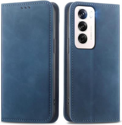 Geschikt voor Oppo Reno 12 Pro 5G - Portemonneehoesje - Magnetische Sluiting - Met TPU-binnenkant - Kaarthouder - Book Case Hoesje - Blauw