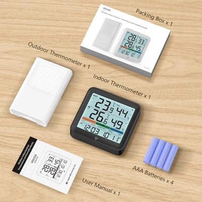 Digitale Thermometer en Hygrometer met LCD Achtergrondverlichting voor Binnen en Buiten