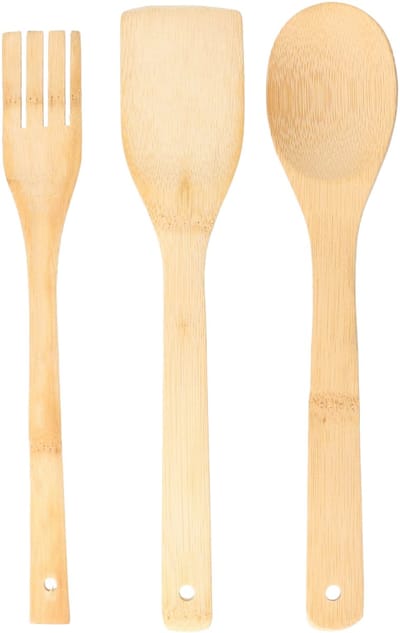 Alessandro Keukengerei spatels/lepels set - 30 cm - hout - 3-delig - roerlepels/bak spatels