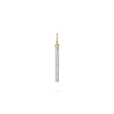 GISSER Jewels VGP029 - Hanger Staaf 14kr Geelgoud gezet met Zirkonia - 1.5mm breed x 20mm lengte