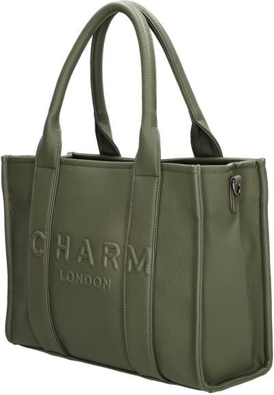 Charm London Bond Shopper - Schoudertas - Crossbody - Schouderband - Stijlvol - Etui - Tote Bag - Dames Tas - Natuur groen