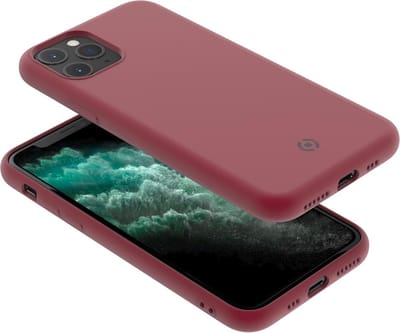 Celly Leaf Siliconen hoesje - Geschikt voor Apple iPhone 11 Pro - TPU Back Cover - Microfiber - Rood