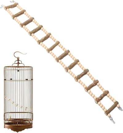 Papegaai Swing Ladder - Vogel Speelgoed - Vogel Verrijking - Natuurlijk Hout - 20x10x1 cm