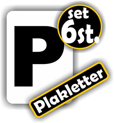 Jerma - Plakletters - P - Sticker – 6 st - Vinyl - 5 x 7 cm - Zwart - Zelfklevend - Weerbestendig