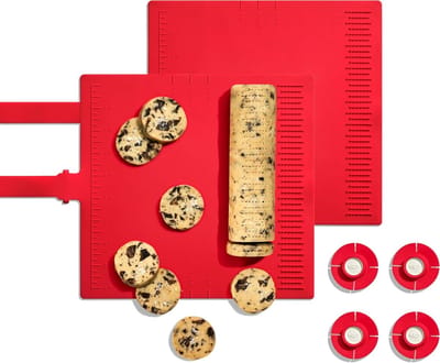 Cookie Dough Mat - Bakvorm Mat - Koekjes Bakken - Ingebouwde Maatvoering - Set van 2 - Rood