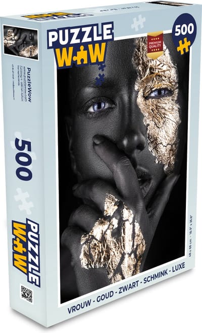 Puzzel Vrouw - Goud - Zwart - Schmink - Luxe - Legpuzzel - Puzzel 500 stukjes